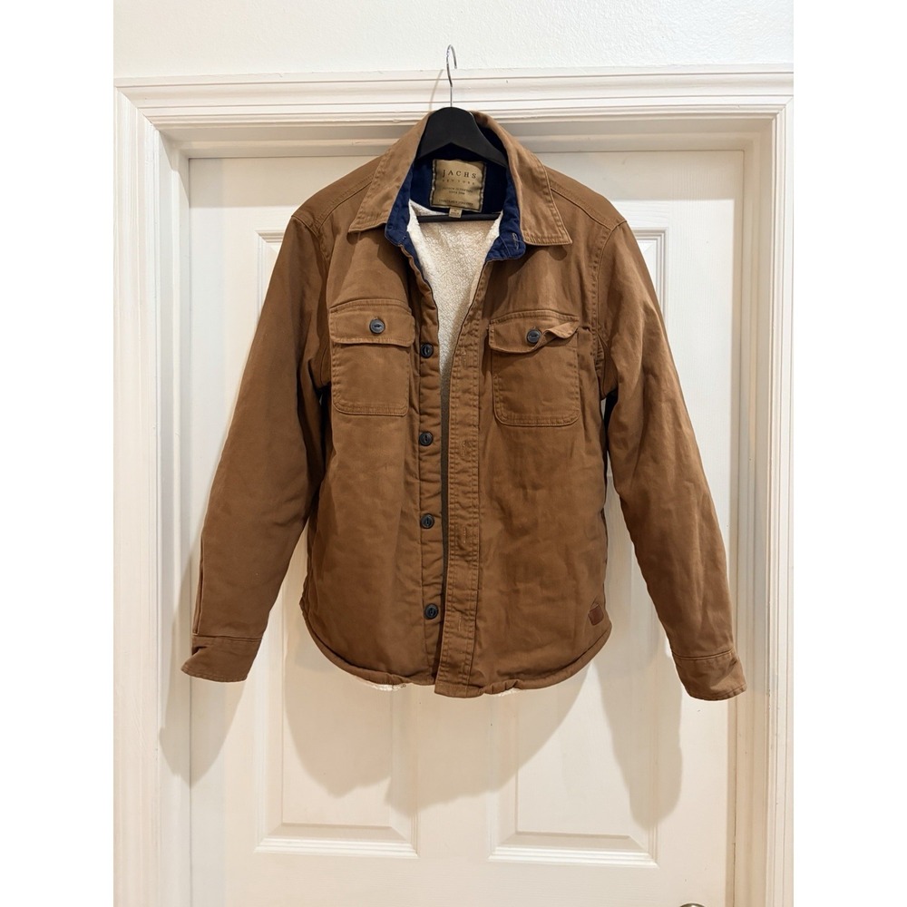 Jachs NY Sherpa Lined Jacket Mens Size Medium M Brown Canvas Corduroy Coat